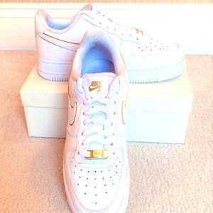 Womens Nike Air 1 Force Low Gold Trimmed Swoosh